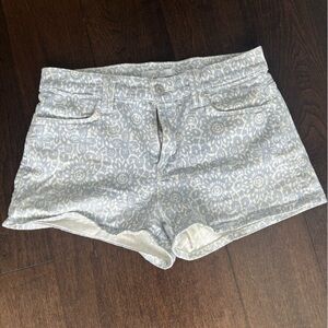 7 For All Mankind Light Blue and White Floral Jean Shorts